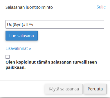 Salasanan luontitoiminto