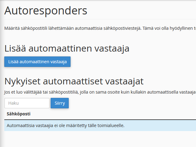 Autoresponders-näkymä