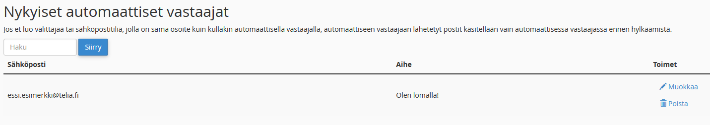 Automaattivastaajien lista