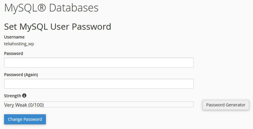 MySQL-käyttäjän salasanan vaihto