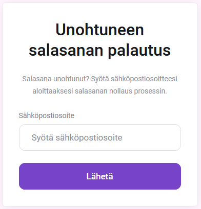 Osoitteen syöttäminen