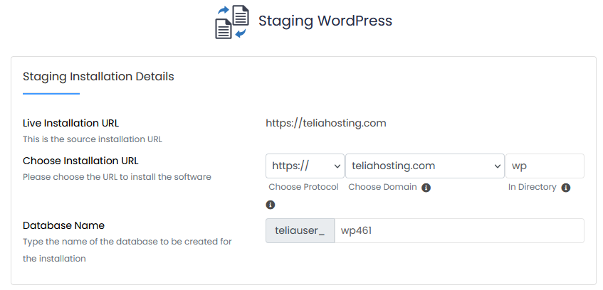 Staging-asetukset