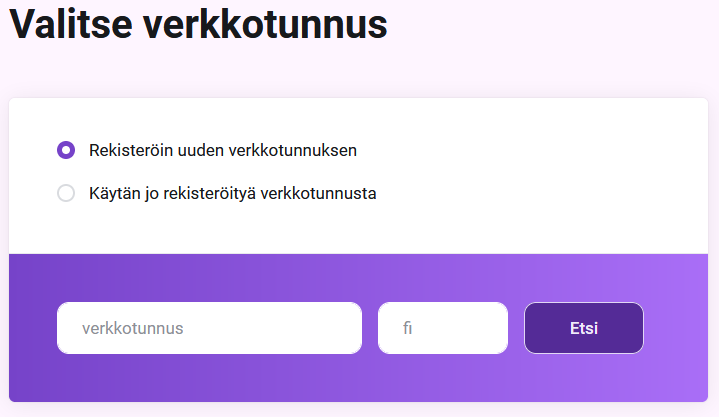 Verkkotunnuksen valinta