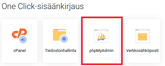 phpMyAdminin kirjautumispainike