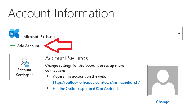 Outlook Add Account